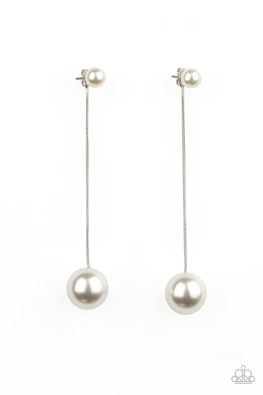 Extended Elegance White Post Earring